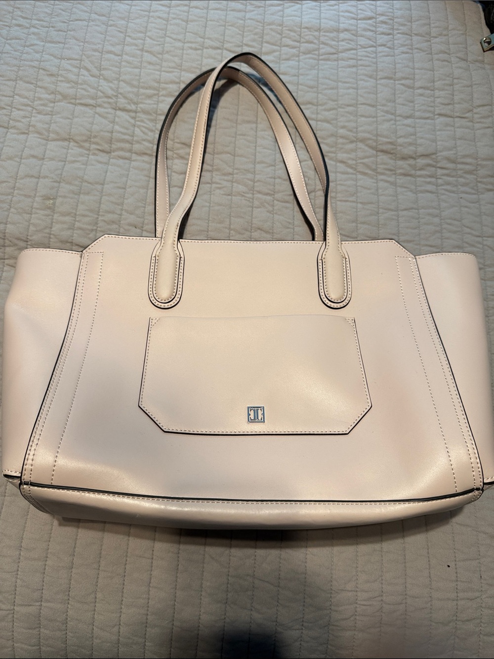 Ivanka Trump Pale Pink Leather Tote with Front Pocket